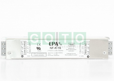EPA NF-K-16 COMPACT 3 PHASE FILTER 2STAGE 16A/480VAC