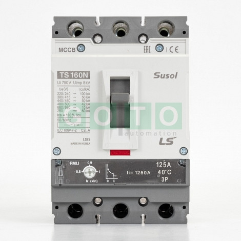 TS160N FMU 125A 3POL  Susol MCCB   Low voltage circuit breaker  50kA