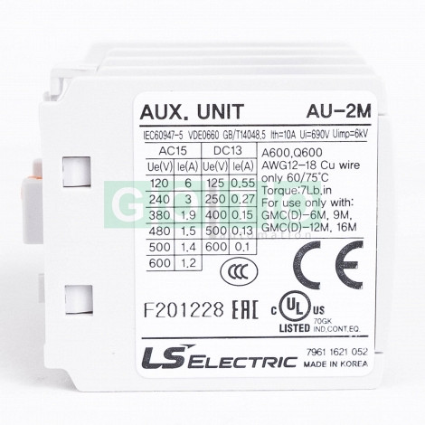 AU-2M 1NO+1NC Aux pomožni kontakt for GMC-GMD Kontaktorje