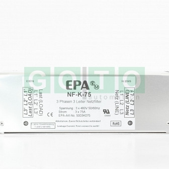 EPA NF-K-75 COMPACT 3 PHASE FILTER 2STAGE 75A/480VAC