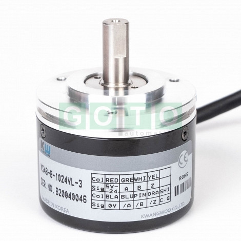 KS48-8-1024VL-3 Rotary Encoder, 1024 pulses/rev, 5–24 V DC