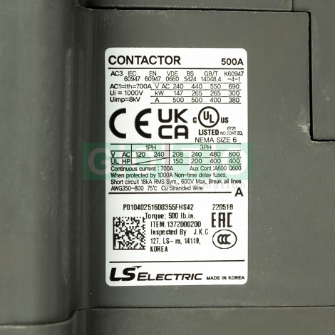 MC-500a 2a2b 3 Pole Contactor 100-240V AC/DC