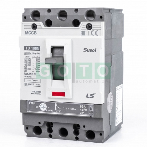 TD100H FMU 63A 3POL Susol MCCB   Low voltage circuit breaker  85kA
