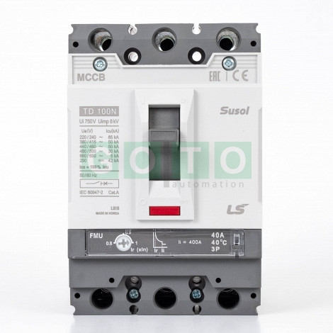 TD100N FMU 40A 3 POL   Susol MCCB   Low voltage circuit breaker  50kA