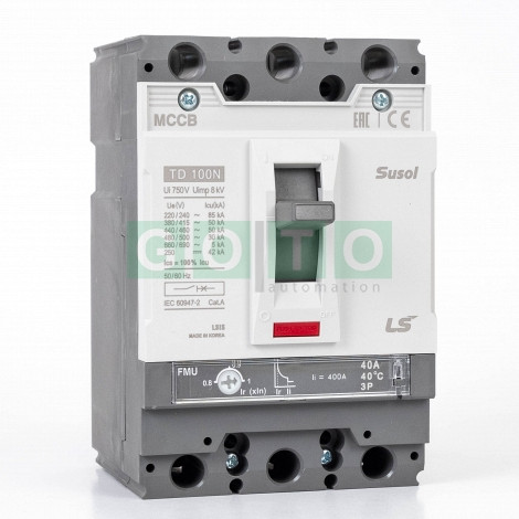 TD100N FMU 40A 3 POL   Susol MCCB   Low voltage circuit breaker  50kA