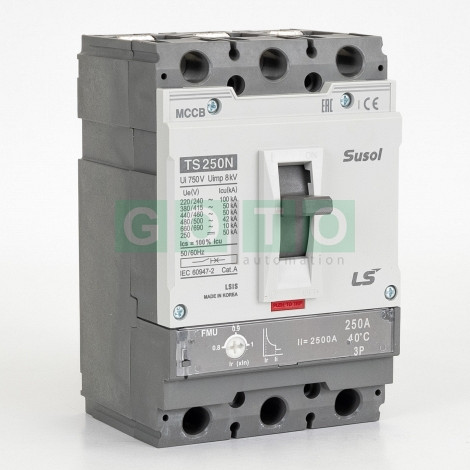 TS250N FMU 250A 3POL  Susol MCCB   Low voltage circuit breaker  50kA