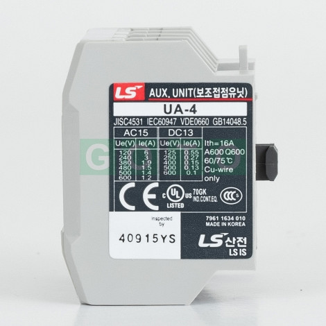 UA-4 AUX Contact unit, UA-4 1a3b, 1NO 3NC for MC B Contactors
