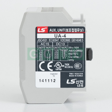 UA-4 AUX Contact unit, UA-4 3a1b, 3NO 1NC for MC B Contactors
